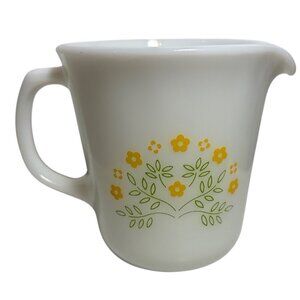 Pyrex Creamer Sunshine Impressions W/ Yellow & Green Floral Pattern USA Vintage